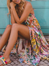 Polychrome Spaghetti Strap Print Detail Dress Vacation Dress